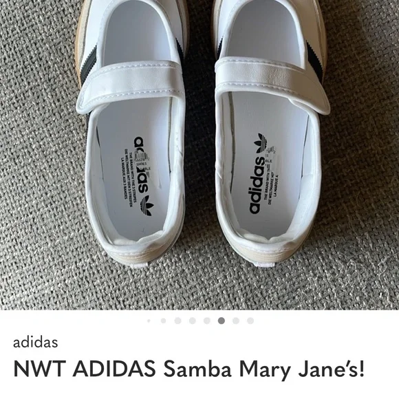 adidas womens Samba Mary-Jane Sneakers - White, Black, - Picture 4 of 5
